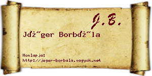 Jéger Borbála névjegykártya